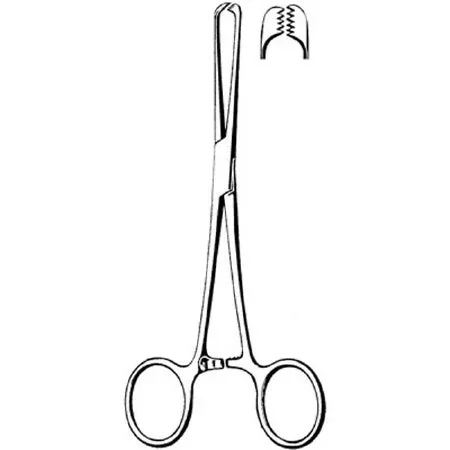 Sklar Merit Tissue Grasping Forceps Allis 6 Inch Physician Grade Stainless Steel NonSterile Ratchet Lock Finger Ring Handle Straight 5 X 6 Teeth – 97-934