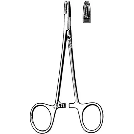 Sklar Needle Holder 4-3/4 Inch Straight Serrated Tip Finger Ring Handle – 20-1547