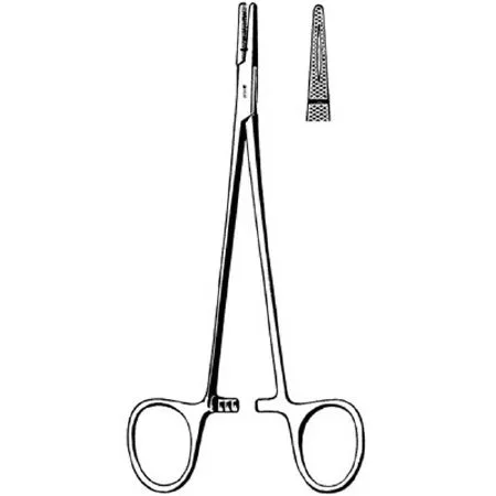Sklar Needle Holder 8 Inch Straight Serrated Tip Finger Ring Handle – 20-1280