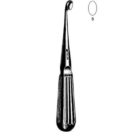Sklar Sklar Bone Curette Bruns 6-3/4 Inch Length Single-ended Hollow Handle with Grooves Size 5 Tip Straight Oval Cup Tip – 40-7115