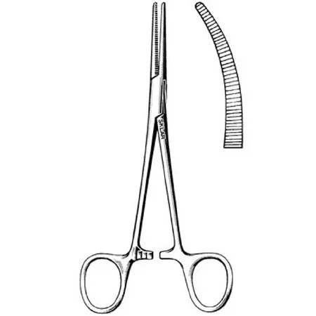 Sklar Sklar Hemostatic Forceps Crile 6-1/4 Inch Surgical Grade Stainless Steel NonSterile Ratchet Lock Finger Ring Handle Curved Serrated Tip – 17-3162