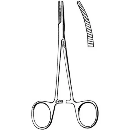Sklar Sklar Hemostatic Forceps Halsted-Mosquito 5 Inch Surgical Grade Stainless Steel NonSterile Ratchet Lock Finger Ring Handle Curved Serrated Tip – 18-1150