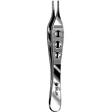 Sklar Sklar LiteGrip Dressing Forceps Adson 4-3/4 Inch Premium OR Grade Stainless Steel NonSterile NonLocking Fenestrated Thumb Handle Straight Serrated Tips – 50-3148