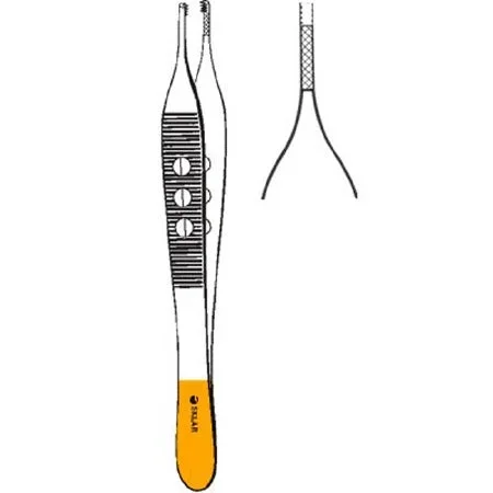 Sklar Sklar LiteGrip Tissue Forceps Adson-Brown 4-3/4 Inch Premium OR Grade Stainless Steel / Tungsten Carbide NonSterile NonLocking Fenestrated Thumb Handle Straight Cross Serrated Tips w/7 X 7 Teeth – 51-1448