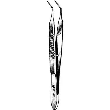 Sklar Sklar Suture Forceps Kelman-McPherson Surgical Grade Stainless Steel NonSterile NonLocking Thumb Handle Angled 0.3 mm Tips w/Tying Platform – 66-6180