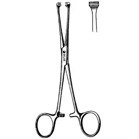 Sklar Sklar Tissue Forceps Allis 10 Inch Premium OR Grade Stainless Steel NonSterile Ratchet Lock Finger Ring Handle Straight Vertically Serrated Atraumatic Jaws – 36-2385