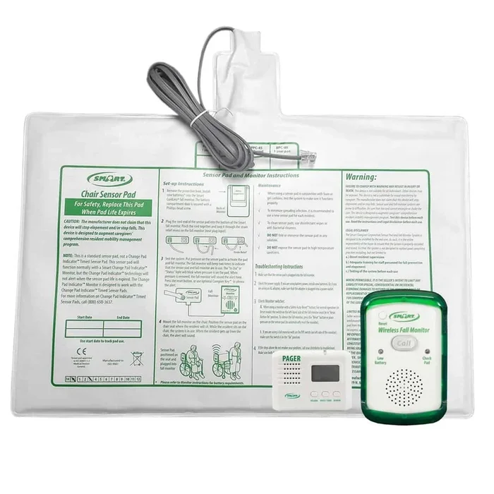 Smart Caregiver Wireless Fall Monitor with Chair Pressure Sensing Pad and Pager Kit