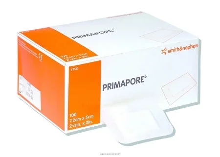 Smith & Nephew Adhesive Dressing Primapore Polyester Rectangle White Sterile