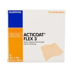 Smith & Nephew Silver Dressing Acticoat Flex 3 4 x 4 Square, 12 EA/BX