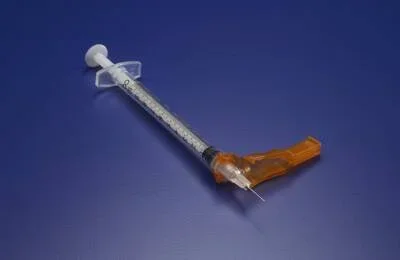 Smiths Medical Needle-Pro Insulin Syringe with Needle 1 mL 26 Gauge 1/2 Inch Detachable Needle Safety Hinged Needle – 4317