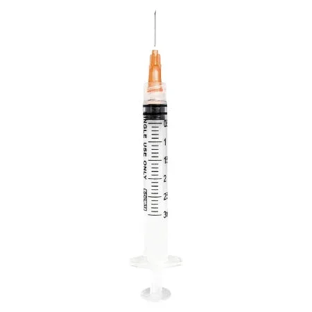 Sol-Millennium Medical SYRINGE, LUER LOCK W/EXCHANGE NEEDLE ORG 25GX5/8″ (100/BX) – 1832558