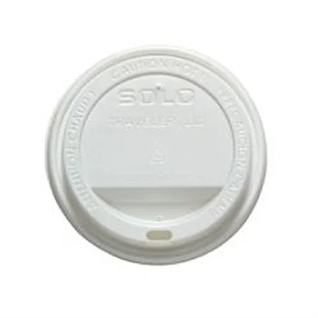 Solo Cup Dome Lid Traveler White, Polystyrene, Sip Hole, Hot Applications