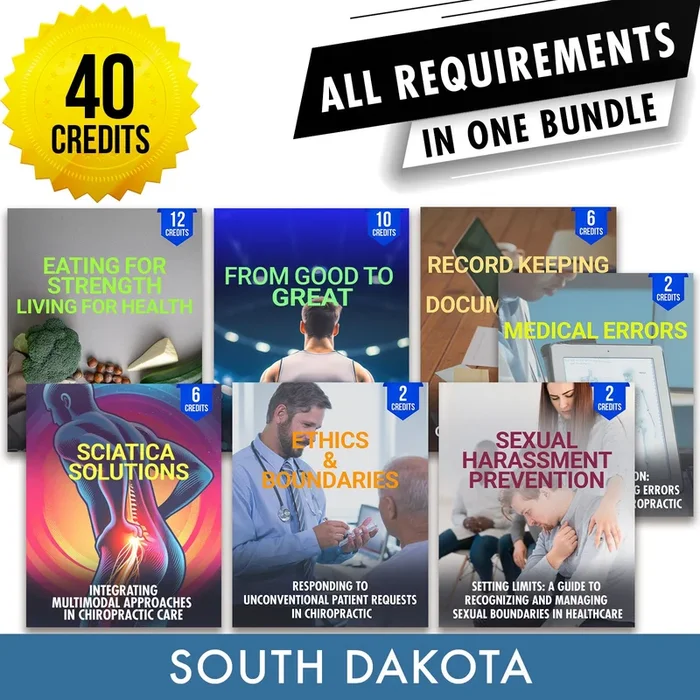 South Dakota Package 2: Full Recertification – All Required Chiropractic Continuing Education Hours in One Package, 40 Credits