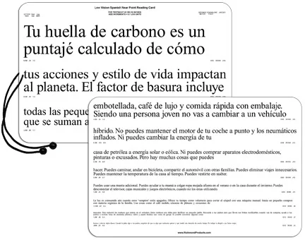 Spanish Low Vision Continuous Reading Card