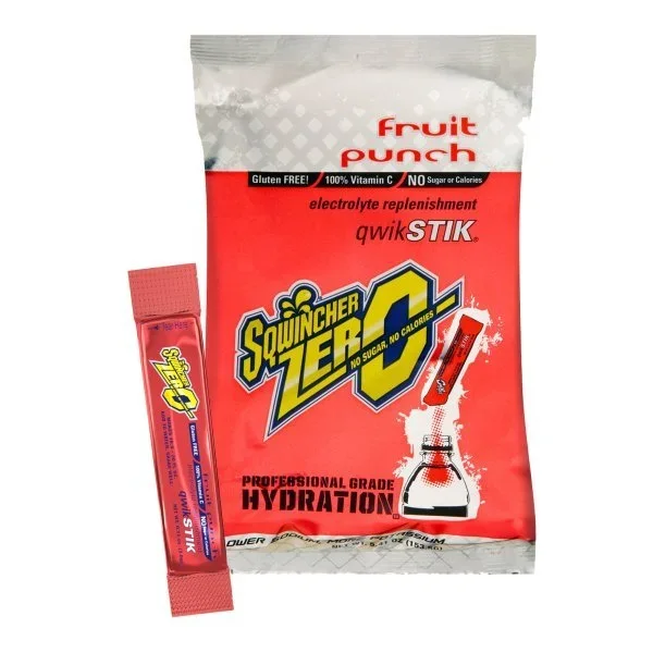 Sqwincher Quik Stik Zero Fruit Punch Electrolyte Replenishment Drink Mix, 0.11 oz. Individual Packet