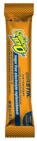 Sqwincher Quik Stik Zero Orange Electrolyte Replenishment Drink Mix, 0.11 oz. Individual Packet