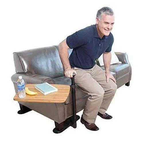Stander Omni Tray Table – Swivel Bamboo TV Tray Table & Support Mobility Handle & Daily Standing Support Aid