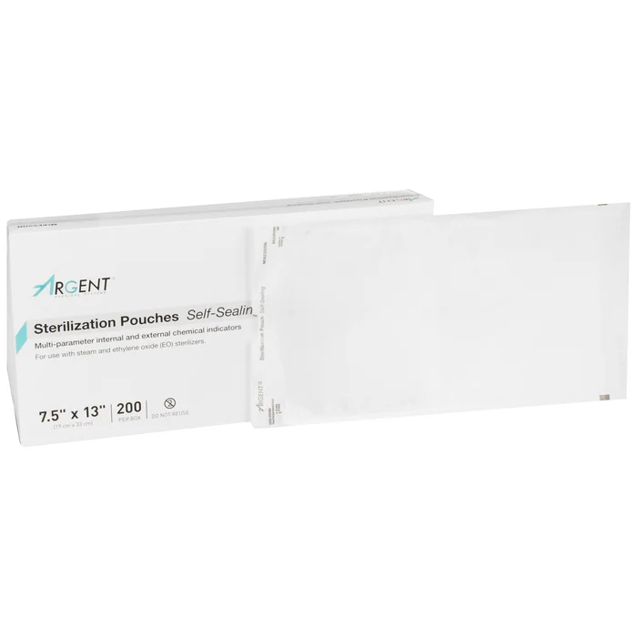 Sterilization Pouch McKesson Argent™ Sure-Check® Ethylene Oxide (EO) Gas / Steam 7-1/2 X 13 Inch Transparent / Blue Self Seal Paper / Film