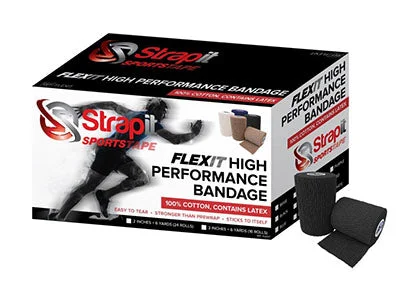 Strapit Flexit Cohesive Prewrap, 2 in x 6 yrd Roll, Case of 24 Rolls, Black – 24-0195BLK