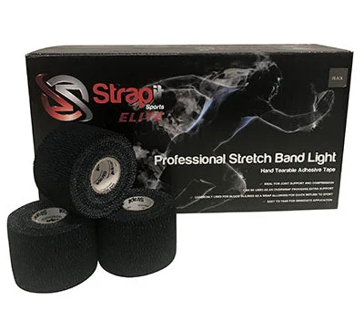 Strapit Stretchband Lite, Hand Tear EAB, Black, 3 in x 7.5 yds, Box of 16 – 24-0256BLK