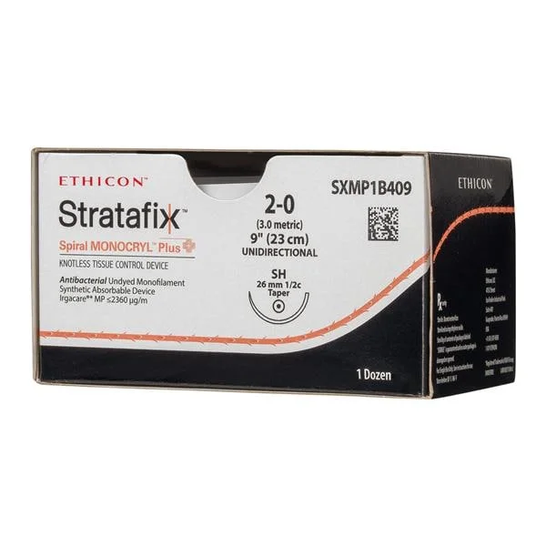 Stratafix Spiral Monocryl Plus Suture 2-0 8″ Triclosan, PCL25 SH Undyd 12/Bx