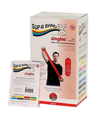 Sup-R Band, latex-free, 5-foot Singles, 30 piece dispenser, red – 10-6372