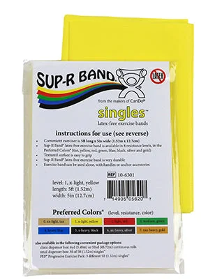 Sup-R Band Latex Free Exercise Band – 5-foot Singles, Yellow – x-light – 10-6301