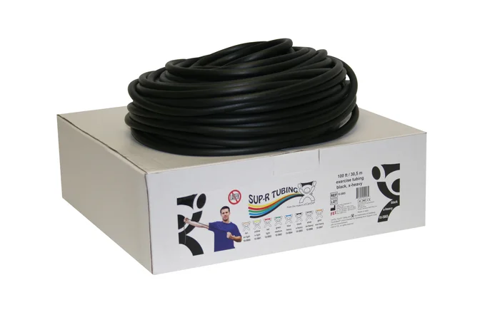Sup-R Tubing – Latex Free Exercise Tubing – 100′ dispenser roll – Black – x-heavy – 10-5865