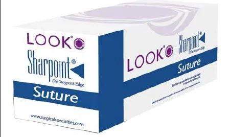 Surgical Specialties Surgical Specialties Suture with Needle Nonabsorbable Uncoated Black Suture Monofilament Nylon Size 10-0 12 Inch Suture Double-Armed 4.88 mm Length Bi-Curve Side Cutting Lancet Needle – A2525N