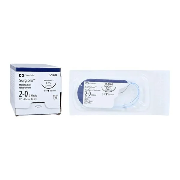 Surgipro II Suture 2-0 18″ Polypropylene Monofilament C-15 Blue 12/Case
