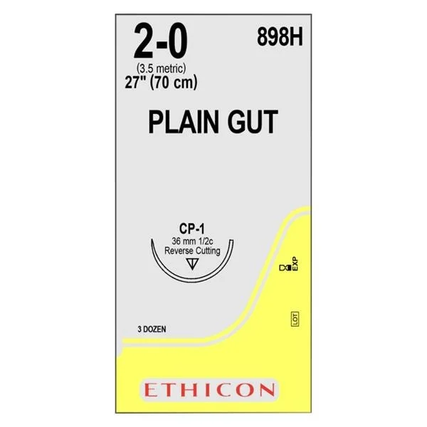 Suture 2-0 27″ Plain Gut Monofilament CP-1 Yellowish Tan 36/Bx