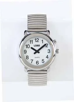 Talking Watch White Face Silver Band For Men And Ladies
