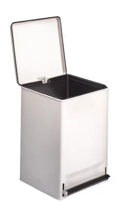The Brewer Company Brewer Trash Can 32 Quart Square White Steel Step On – 35266