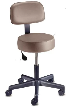 The Brewer Company Exam Stool Backrest Spin Lift Screw Adjustment Dual Wheel Nylon Casters Gray – 22400B-DUR006