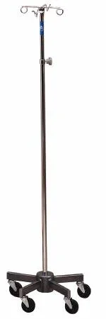 The Brewer Company IV or Infusion Pump Stand Floor Stand 4-Hook Five 3 Inch Swivel Casters – 43417