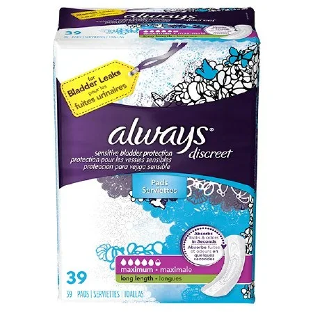 The Palm Tree Group Always Discreet Maxi Incontinence Liner 13.5 Inch Length Heavy Absorbency DualLock One Size Fits Most Female Disposable – 3700095128