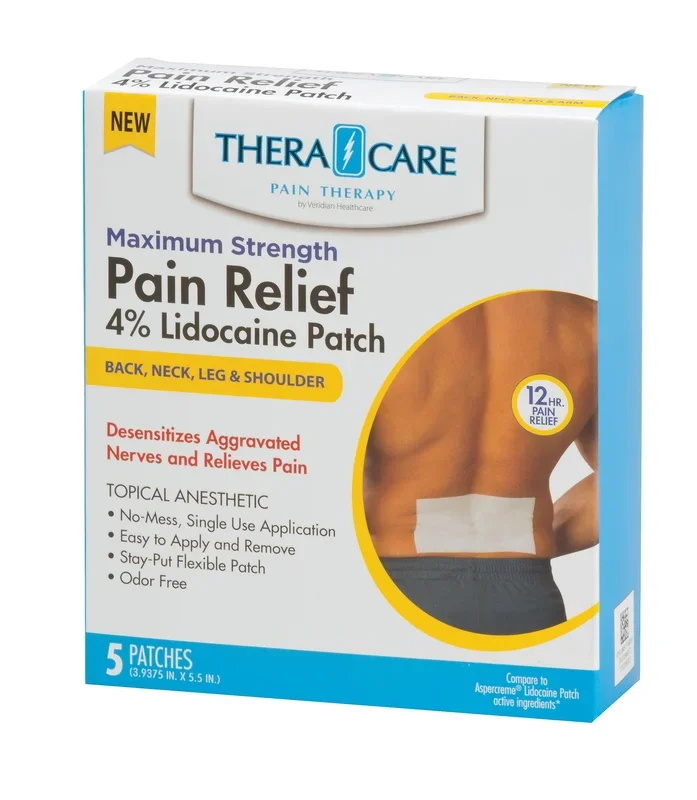 TheraCare Maximum Strength Pain Relief 4% Lidocaine Patch, White