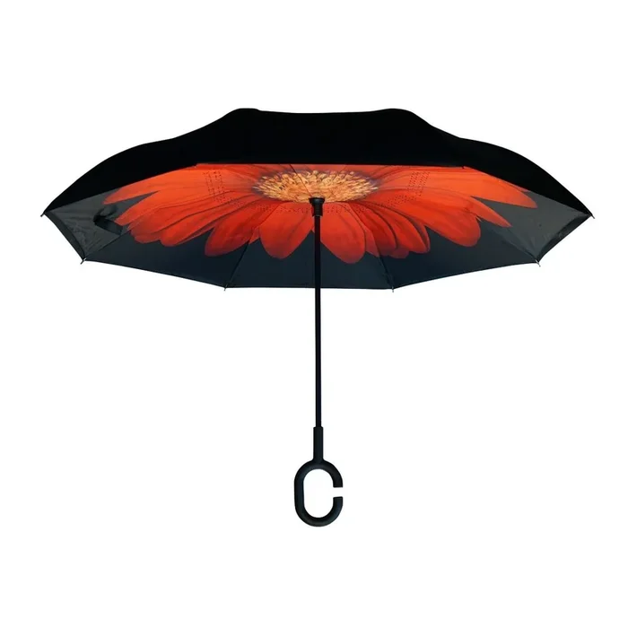 Topsy Turvy Designer Umbrellas – Drip Free Windproof – Red Petal