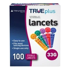 Trividia TRUEplus™ Safety Lancet Needle 33 Gauge, 100/BX