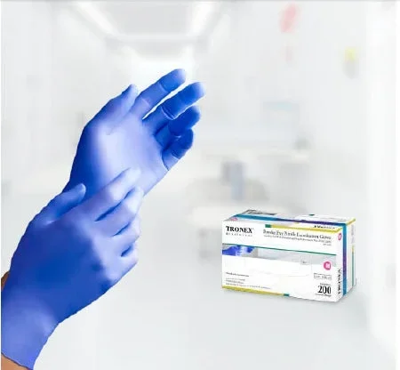 Tronex Healthcare Industries Exam Glove Medium NonSterile Nitrile Standard Cuff Length Textured Fingertips Blue Chemo Tested – 9830-20