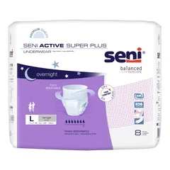 TZMO Seni Active Super Plus Unisex Adult Absorbent Underwear, Pull On with Tear Away Seams, Large, Disposable, Heavy Absorbency, 32 EA/CS