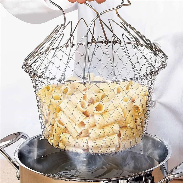 Ultimate Chef Basket – Foldable Steam Rinse Strain Fry French Chef Basket Magic Fries Bask