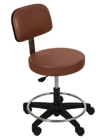 UMF Medical Ultra Comfort Stool Padded Backrest Air Spring Height Adjustment 2 Inch Twin Wheel Carpet Casters Onyx – 6740ON
