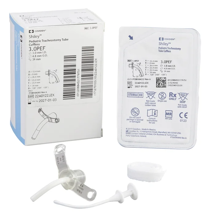 Uncuffed Tracheostomy Tube Shiley Size 3.0 Pediatric, 3.0PEF, EA/1