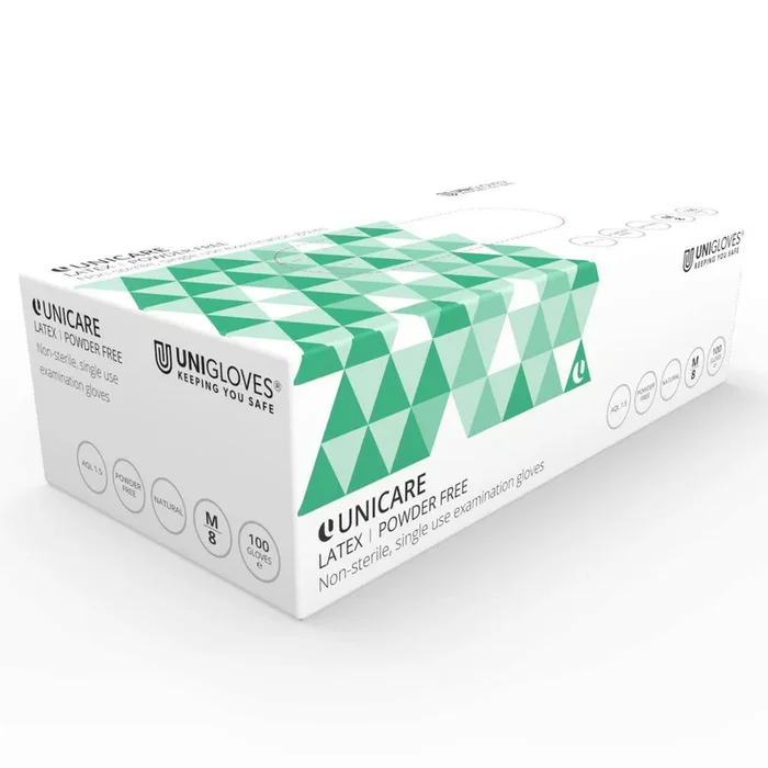Unicare Latex Extra Strong Non-Powdered Examination Gloves 100 Gloves per Box