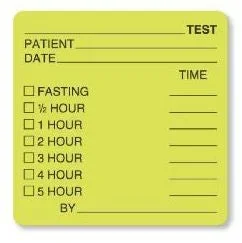 United Ad Label Pre-Printed Label Anesthesia Label Glucose Tolerance Testing Green 2-1/2 X 2-1/2 Inch – ULCL400