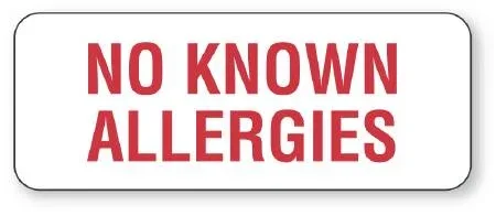 United Ad Label UAL Pre-Printed Label Allergy Alert No Known Allergies White 7/8 X 2-1/4 Inch – ULHN279