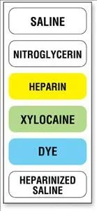 United Ad Label UAL Pre-Printed Label Anesthesia Label Saline Nitroglycerine Heparin Xylocaine Dye Heparinized Saline Assorted 1/2 X 1-1/2 Inch – ULAM896