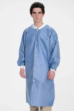 Valumax International Extra-Safe Unisex Reusable Lab Coat Ceil Blue – 10 Per Pack