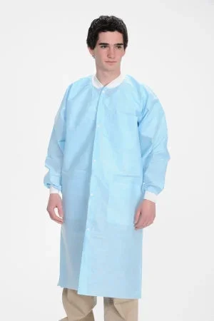 Valumax International ValuMax Extra-Safe Lab Coat Sky Blue Medium Long Sleeves Knee Length – 3660SB